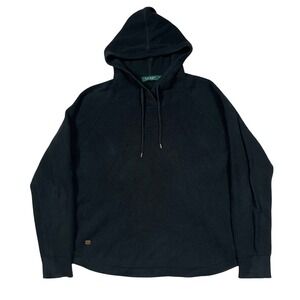 Lauren Ralph Lauren Black Knit Hoodie Sweater Womens XL Waffle Ribbed Pullover